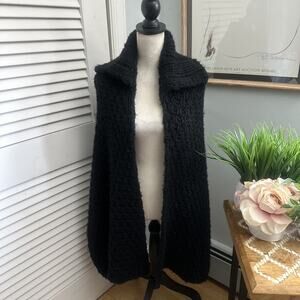 LAUREN RALPH LAUREN Womens Sweater Shrug Womens Black One Size Wool Chunky Knit